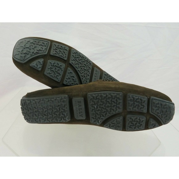 BALLY PEARCE COFFEE BROWN SUEDE WEB LOGO DRIVE LOAFERS US 10 EEE 43 ITALY main image 8